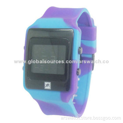 2014 New Digital Sports Watch with Silicon Strap and Digital Movement, Printing on Strap